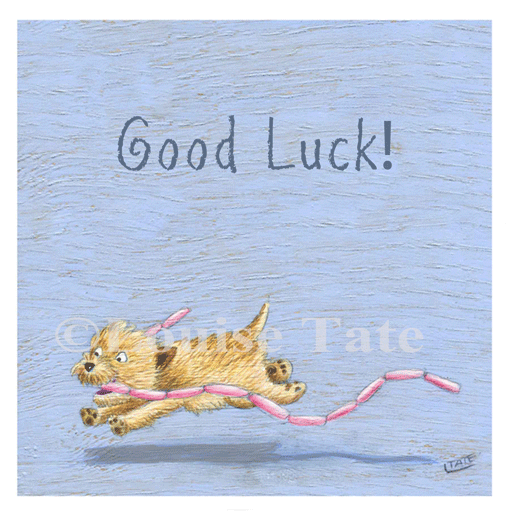 Dog and Sausages - Good Luck Greeting card