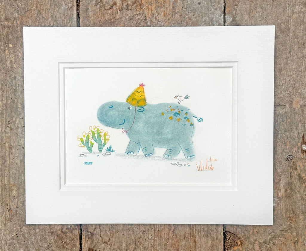 Hippo in a Yellow Party Hat