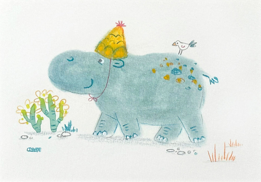 Hippo in a Yellow Party Hat