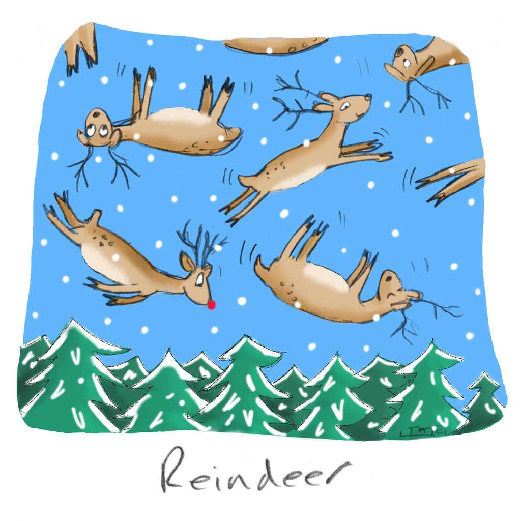 Snowing Reindeer Greeting card