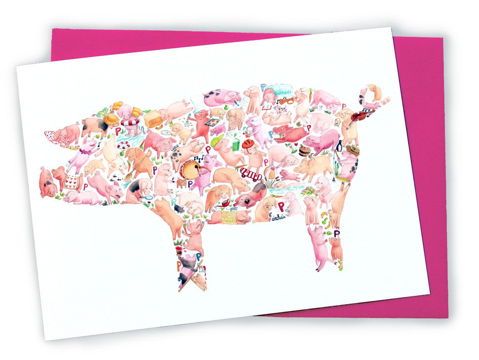 Pig Greetings Card