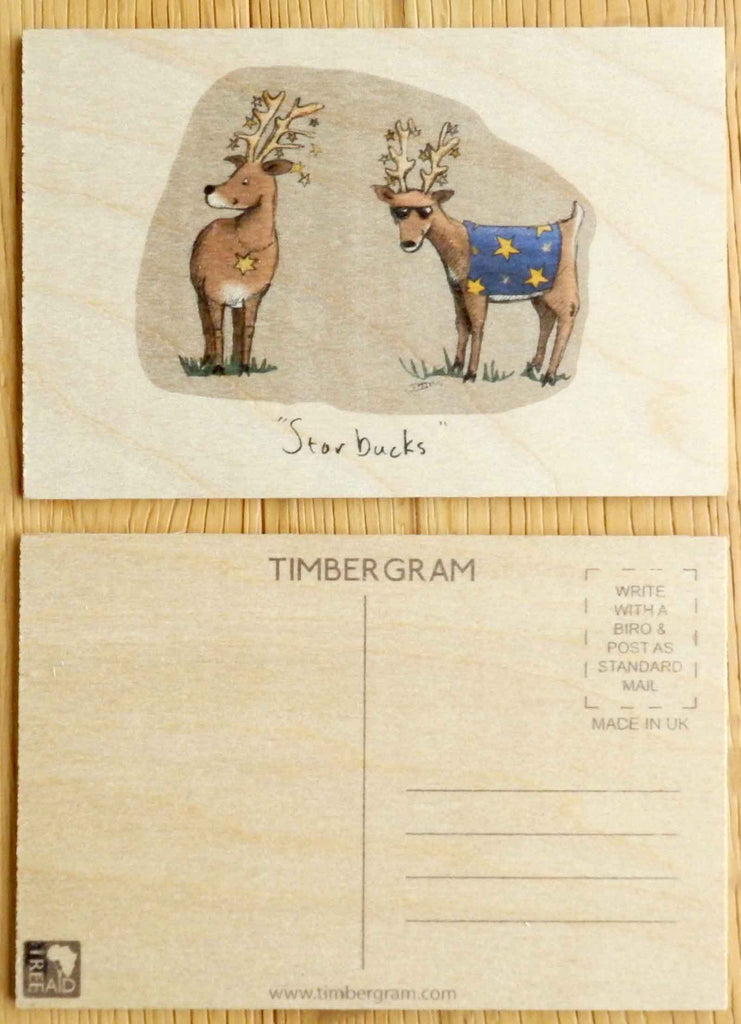 Wooden Postcard - Star Bucks