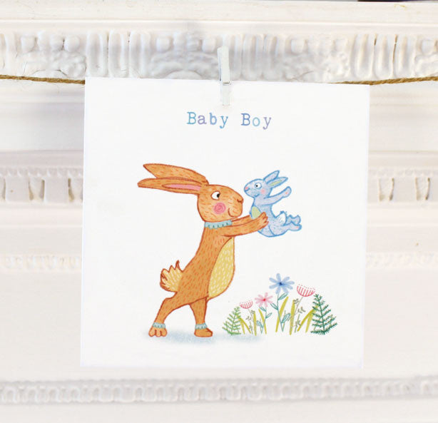 Bunny - New baby (boy) Greeting card