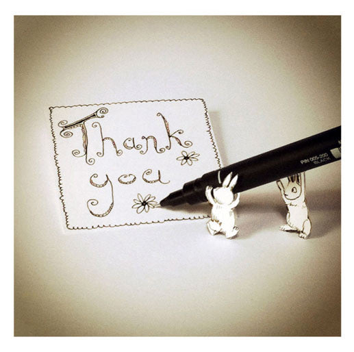 Rabbit and pen - Thank You Greeting card