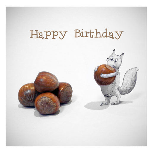 Squirrel and nuts - Happy Birthday Greeting card